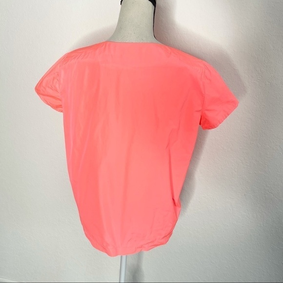 MAJE ATAFRE Neon Pink Shell Top Size 2 Parachute Retro Short Sleeve Casual - Picture 3 of 5